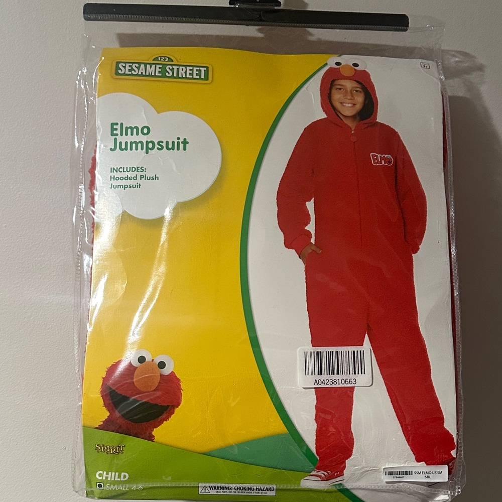 Sesame Street Elmo Jumpsuit Costume - Vibrant Red child size small 4-6 - Picture 2 of 6